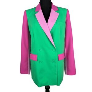 Emily McCarthy Bristol Blazer Watermelon Sugar Green Pink Colorblock Size S